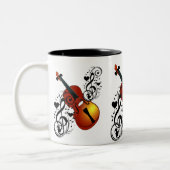 Violin, Lover op Heart_ Tweekleurige Koffiemok (Links)