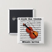 Violin Lover_ Vierkante Button 5,1 Cm (Voorkant /achterkant)