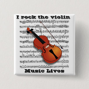 Violin Lover_ Vierkante Button 5,1 Cm