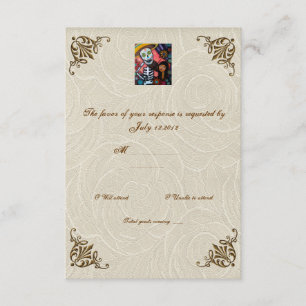 Violin Man Day of the Dead Wedding RSVP Kaartje