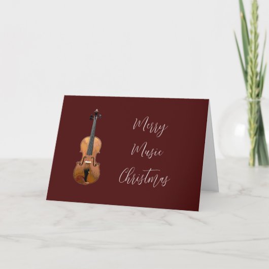 Violin Merry Music kerst Elegant Typografie Feestdagen Kaart (Voorkant)