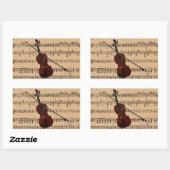 Violin met achtergrond voor vel muziek rechthoekige sticker (Vel)