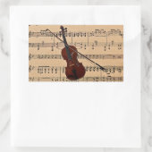 Violin met achtergrond voor vel muziek rechthoekige sticker (Tas)