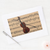 Violin met achtergrond voor vel muziek rechthoekige sticker (Envelop)