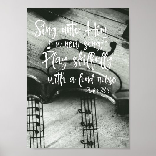 Violin met Bijbelverse psalms Poster (Voorkant)