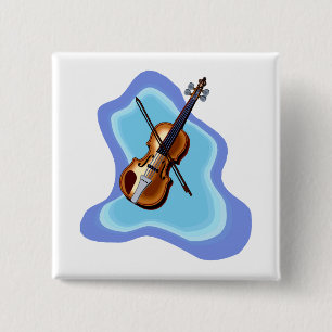 Violin met blauw afbeelding voor achtergrondafbeel vierkante button 5,1 cm