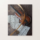 Violin met boek en hart legpuzzel (Verticaal)