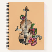 Violin met Flowers ontwerp op een Notitieboek / Jo (Voorkant)