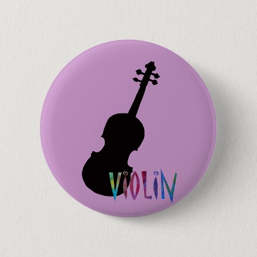 Violin met Jazzy Lettering Ronde Button 5,7 Cm (Voorkant)