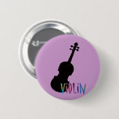 Violin met Jazzy Lettering Ronde Button 5,7 Cm (Voorkant /achterkant)