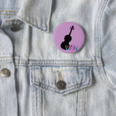 Violin met Jazzy Lettering Ronde Button 5,7 Cm (In situ)