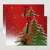 Violin met Kerstmis Bedankkaart (Voorkant / Achterkant)