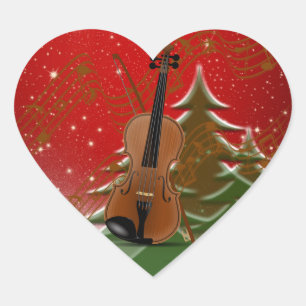 Violin met Kerstmis Hart Sticker