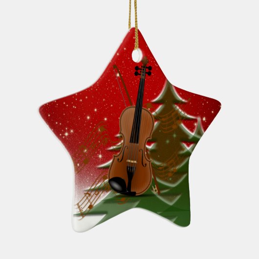 Violin met Kerstmis Keramisch Ornament (Rechts)