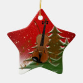 Violin met Kerstmis Keramisch Ornament (Voorkant)