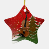 Violin met Kerstmis Keramisch Ornament (Achterkant)