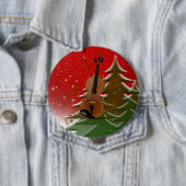 Violin met Kerstmis Ronde Button 4,0 Cm (In situ)