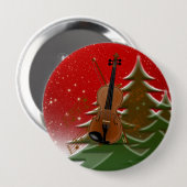 Violin met Kerstmis Ronde Button 4,0 Cm (Voorkant /achterkant)