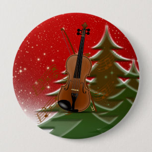 Violin met Kerstmis Ronde Button 4,0 Cm