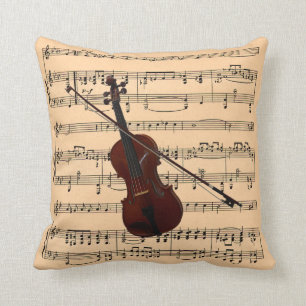Violin met muziekachtergrond vel ~ Musical Instr Kussen