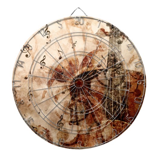 Violin met muzieknoten muziekillustratie dartbord (Voorkant)