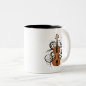 Violin met Swirls Tweekleurige Koffiemok (Voorkant rechts)