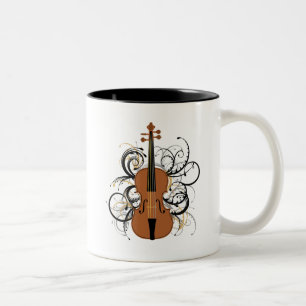 Violin met Swirls Tweekleurige Koffiemok