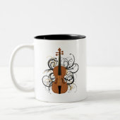 Violin met Swirls Tweekleurige Koffiemok (Links)