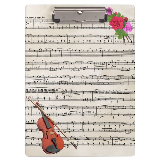 Violin met  vel muziek en Rozen Klembord (Voorkant)