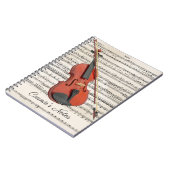 Violin met vel muziek op maat notitieboek (Linkerzijde)