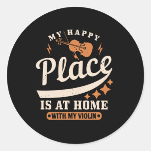 Violin - Mijn gelukkige plek is thuis Ronde Sticker