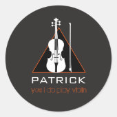 Violin minimale zwarte driehoek Modest Violinist Ronde Sticker (Voorkant)
