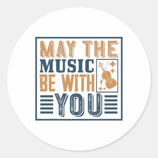 Violin - Moge de muziek bij je zijn Ronde Sticker (Voorkant)