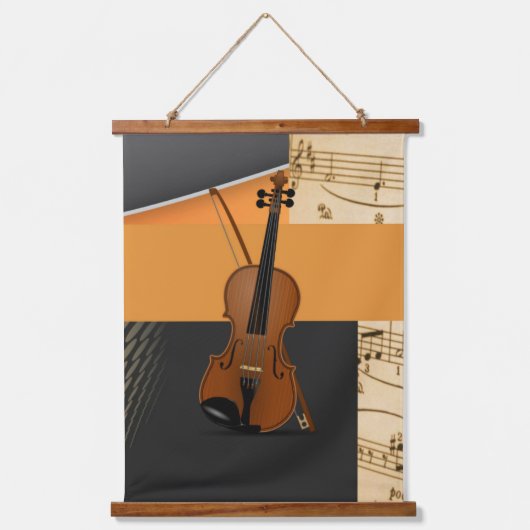 Violin Music Abstract Design Hangend Wandkleed (Voorkant)