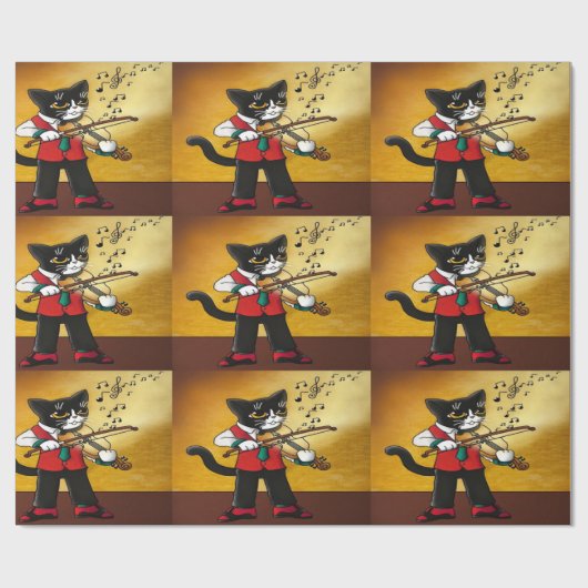 Violin Music Cat Cadeaupapier (Vlak)