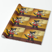 Violin Music Cat Cadeaupapier (Uitgerold)