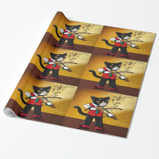Violin Music Cat Cadeaupapier (Uitgerold)