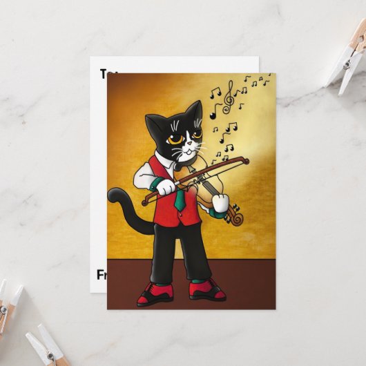 Violin Music Cat Kaart (Voorkant / Achterkant in situ)