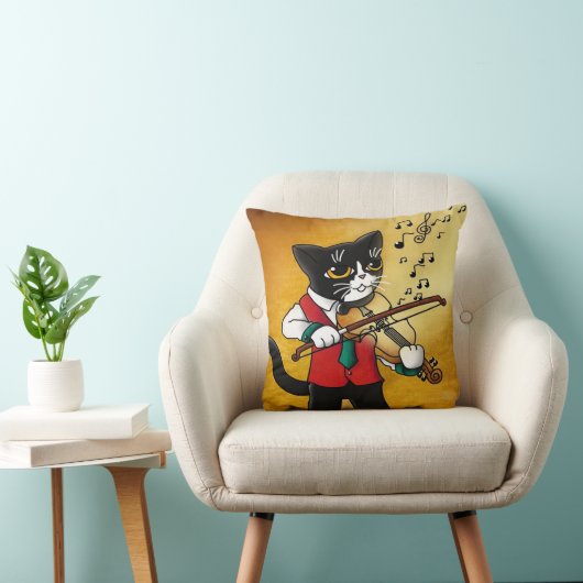 Violin Music Cat Kussen (Stoel)