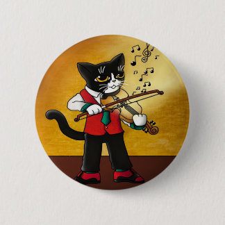 Violin Music Cat Ronde Button 5,7 Cm