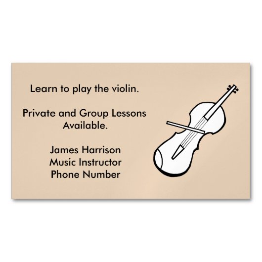 Violin Music Instructor Visitekaartje Magnets Magneet (Voorkant)