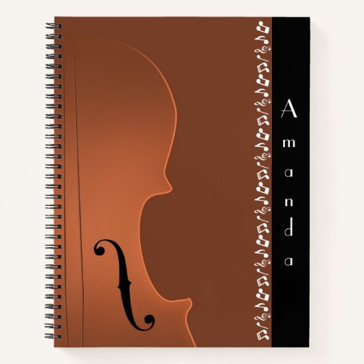 Violin Music Instrument (groot) White Spiral Notitieboek (Voorkant)