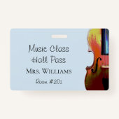 Violin Music Orchestra Class Blue Hall Pass Badge (Achterkant)