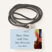 Violin Music Orchestra Class Blue Hall Pass Badge (Achterkant met draagriem)