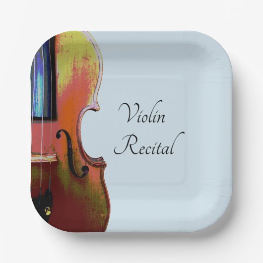 Violin Music Overweging Elegant Blue Papieren Bordje (Voorkant)