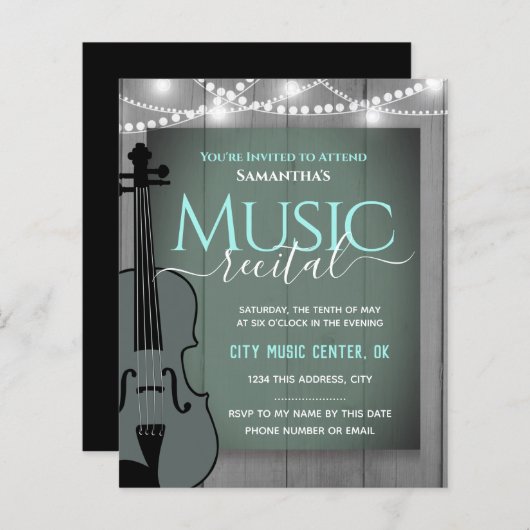 Violin Music Overweging Formele uitnodiging (Voorkant / Achterkant)