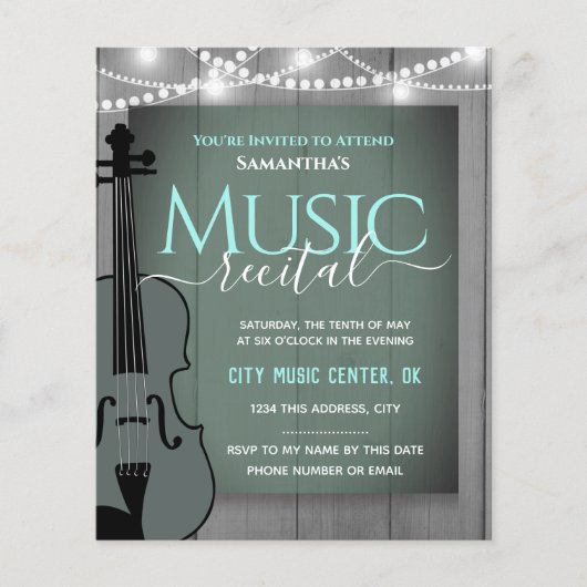 Violin Music Overweging Formele uitnodiging (Voorkant)