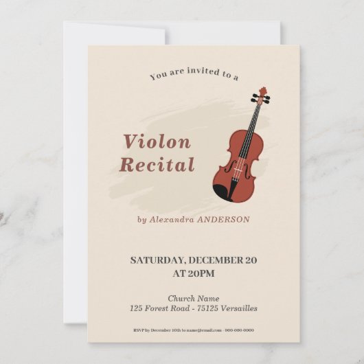 Violin Music Recital Invitation Kaart (Voorkant)