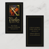 Violin Music Teacher Classic Black Visitekaartje (Voorkant / Achterkant)
