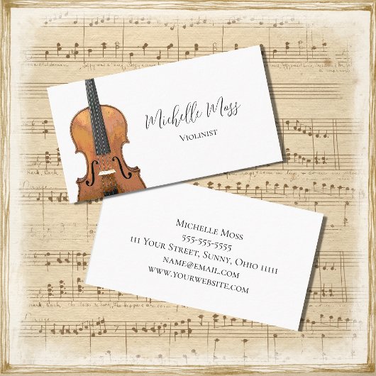 Violin Music Teacher Violinist  Elegant Visitekaartje